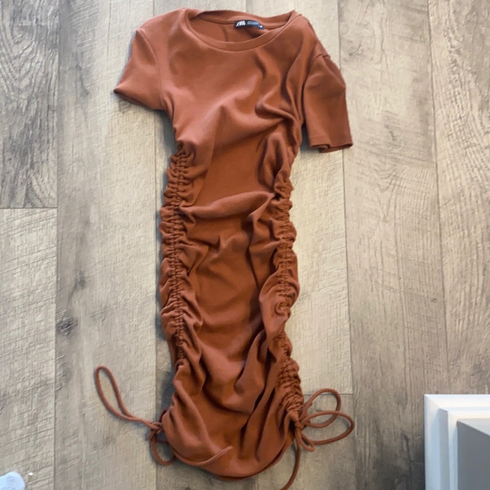 Zara ribbed drawstring dress